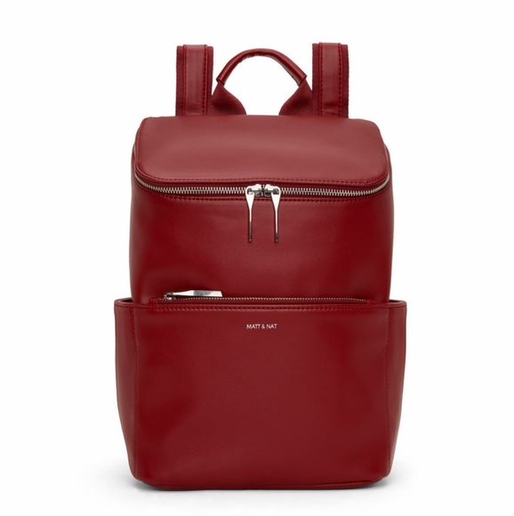 Vegan stylish Brave red backpack school bag adjustable straps and pocket NWOT - Picture 2 of 5